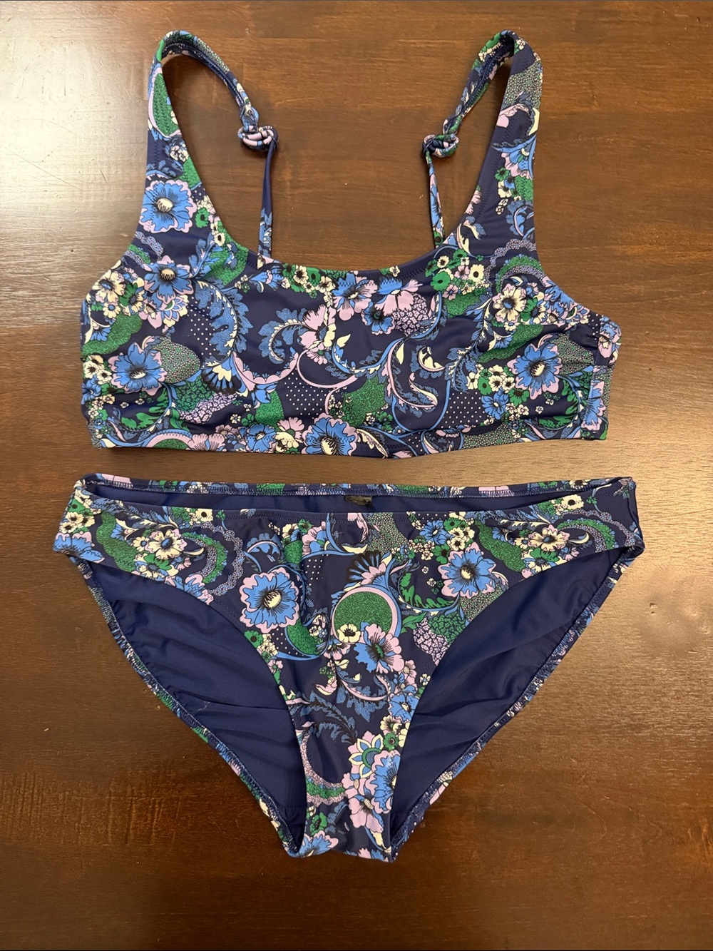 Navy Floral Two-Piece Bikini Set
